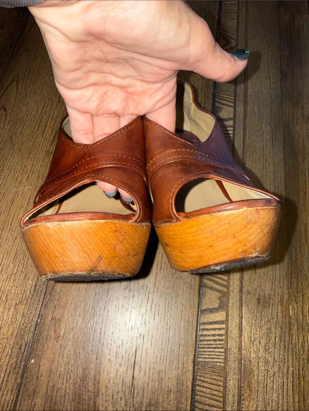 Chloe Brown Leather and Lucite Peep-Toe Chunky Platform Heels 2010